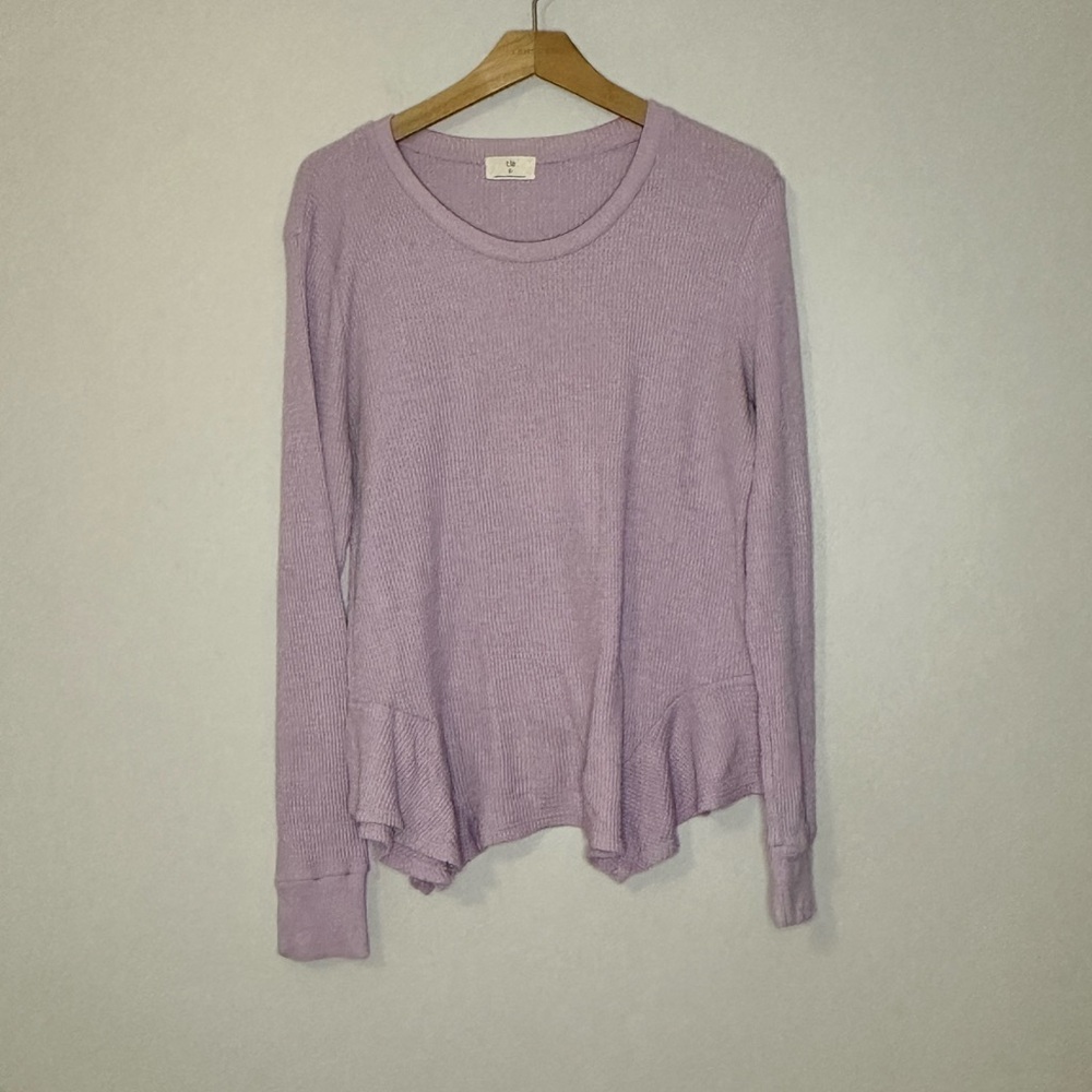 T.La |  Lavender Long Sleeve Women's Waffle Knit Top size L